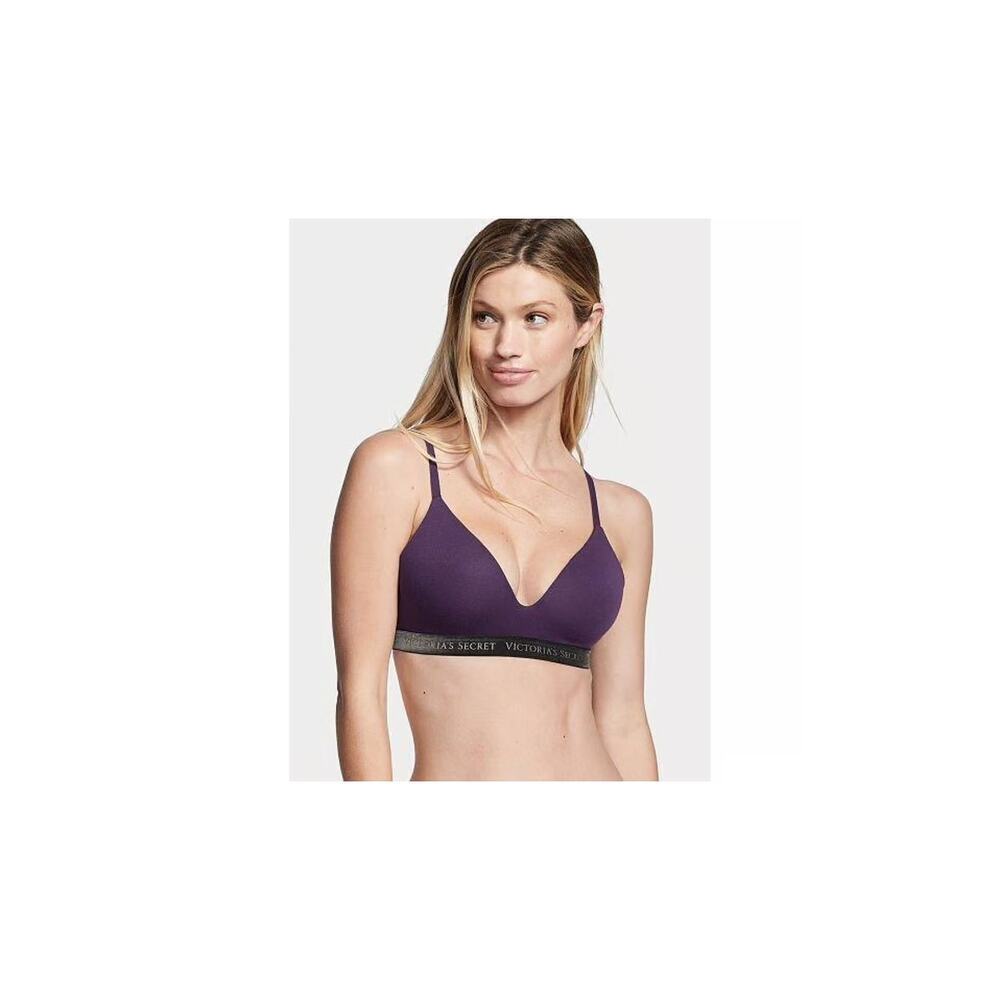 Victoria Secrets Purple Lightly Lined Wireless T Shirt Adjustable Bra 34DD
